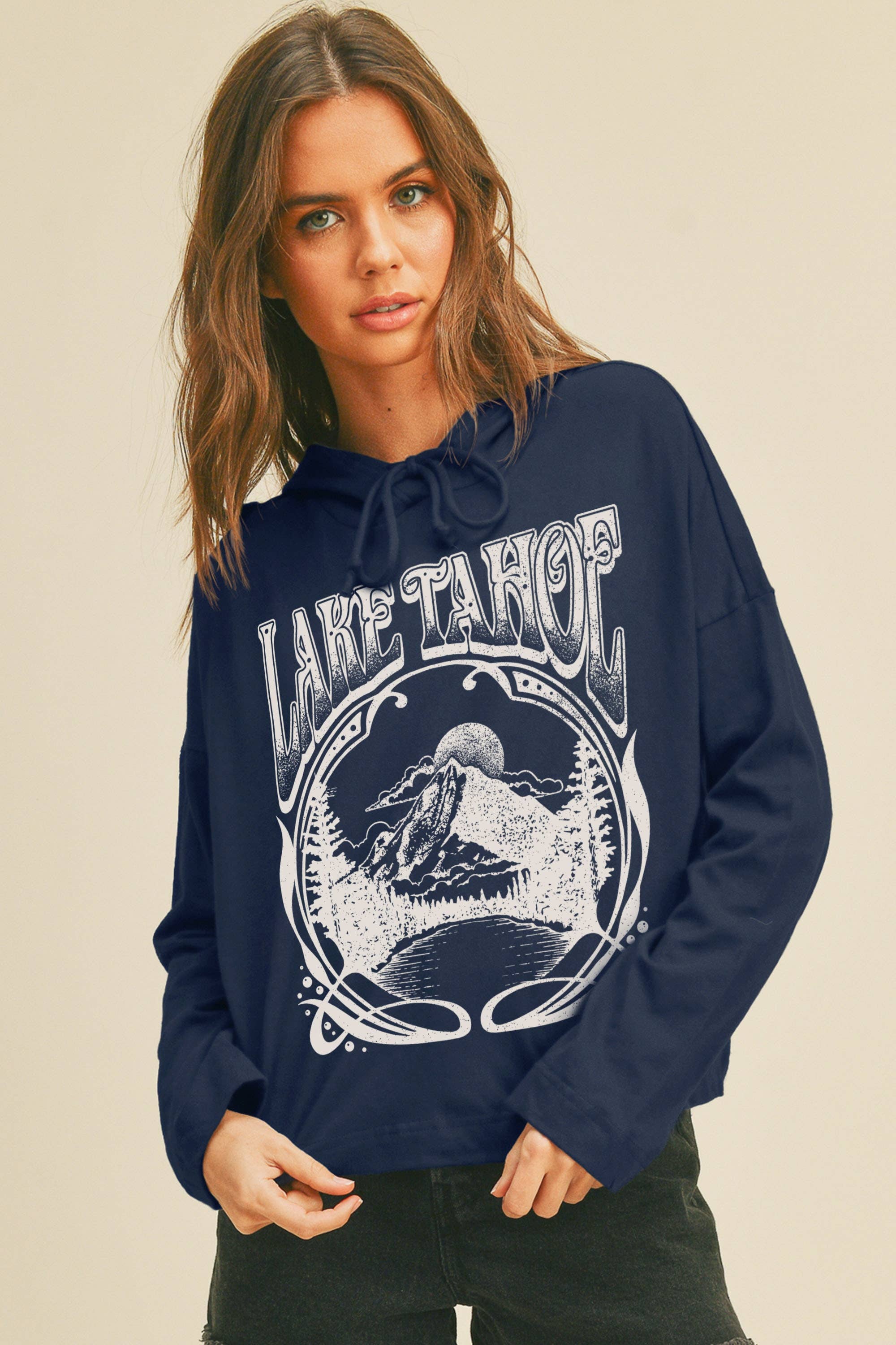 Honestee - Wholesale T-Shirt (Graphic) - Women's - Lake Tahoe Graphic Hooded T-Shirt3