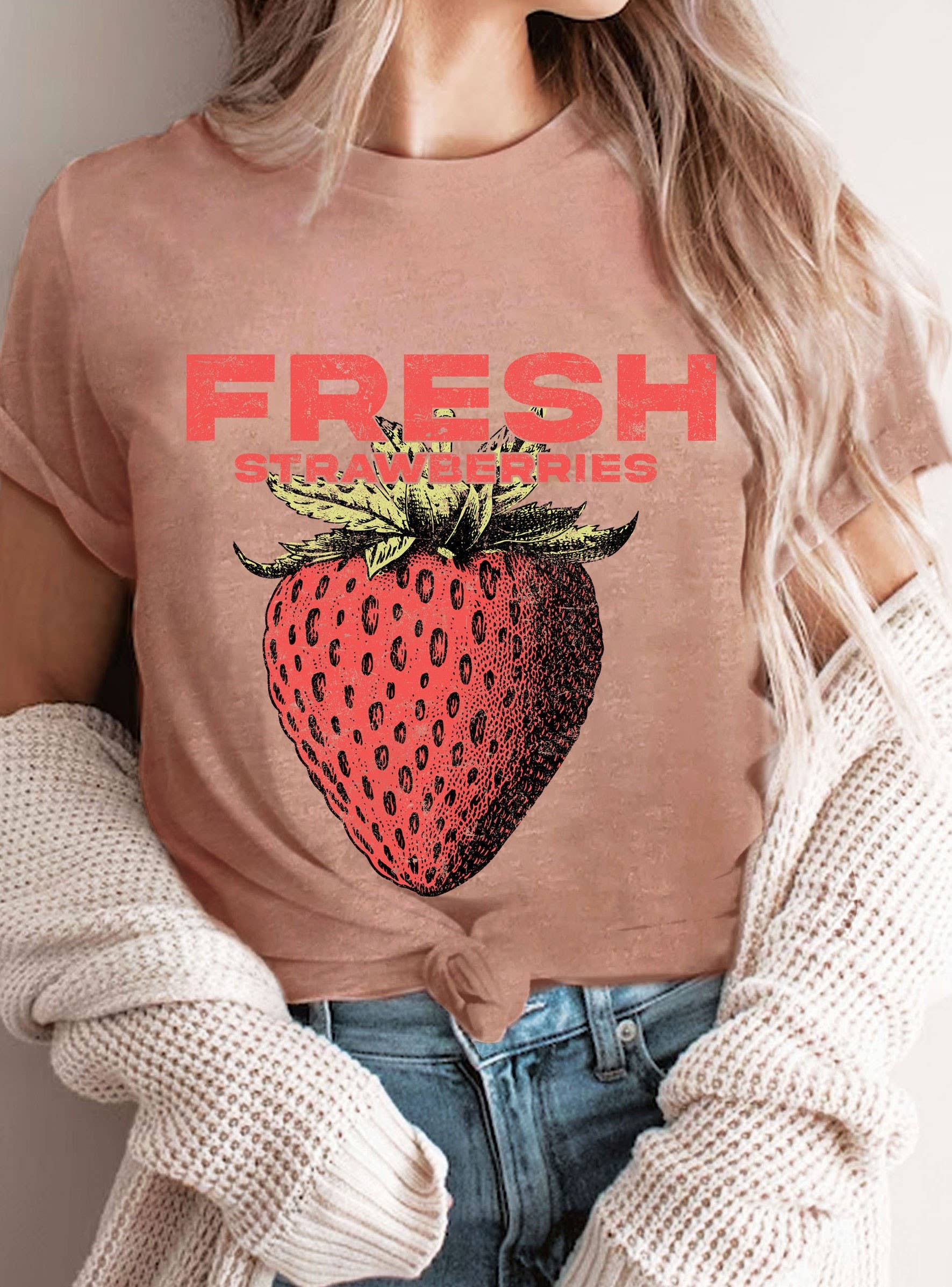 Rustee Clothing - Wholesale Screen Printed T-Shirt - Women's - FRESH STRAWBERRIES GRAPHIC TSHIRTS4
