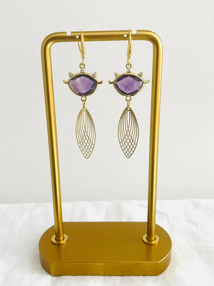 Orecchini CLEO - Oro 18K e Pietra naturale - Ametista per la vendita all'ingrosso da parte di Innaya