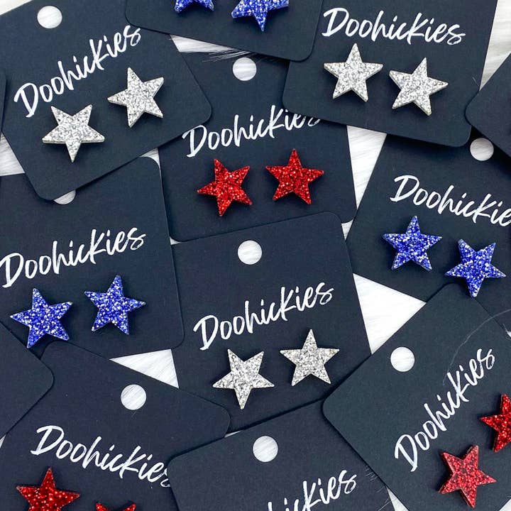 Doohickies – Großhandel Ohrstecker – 15 mm Freiheit Funkelstern Ohrstecker - Patriotische Ohrringe2