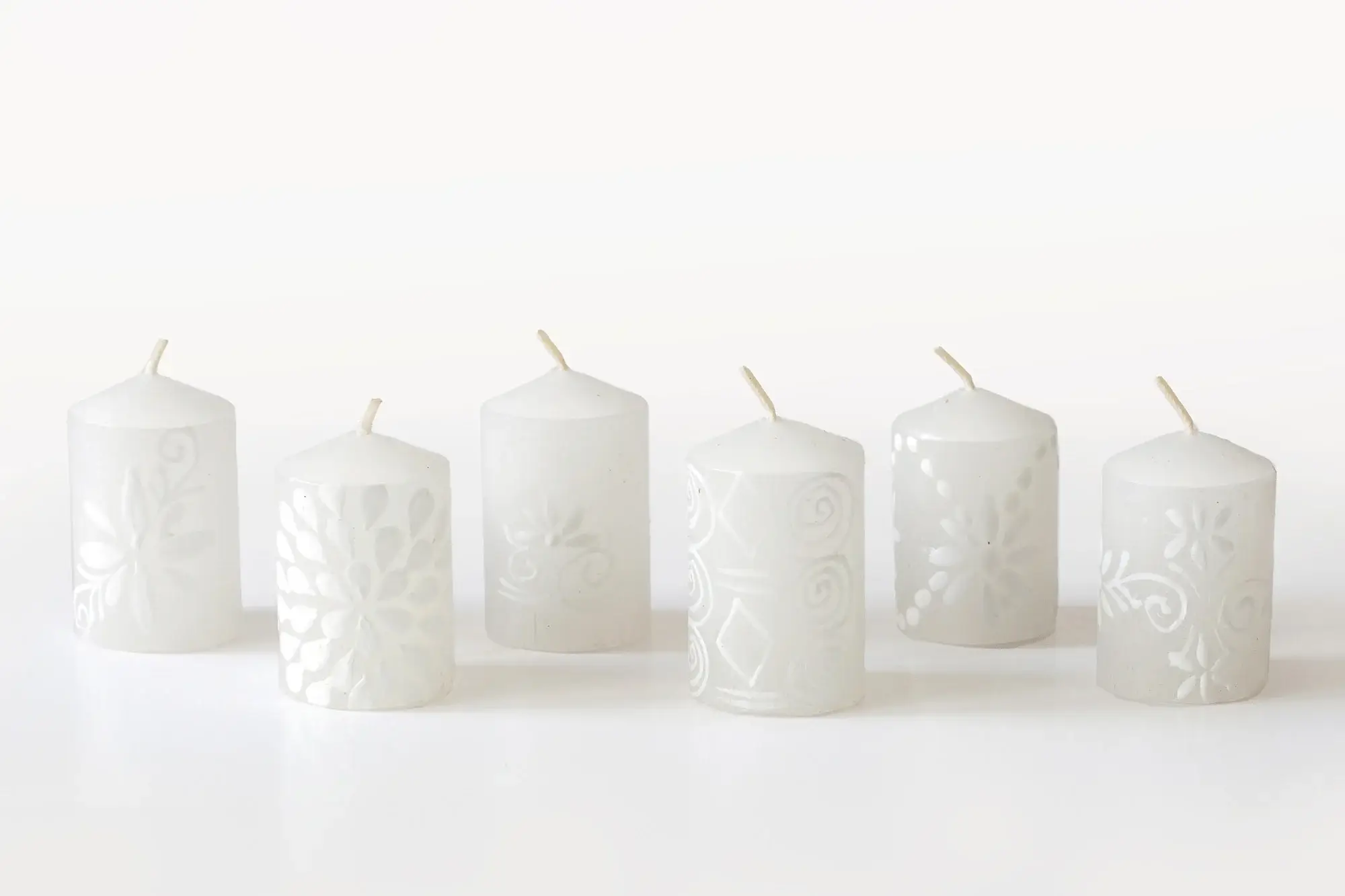 Thumbprint Artifacts - Wholesale Tapered Candle/Candlestick - White on White Candle6