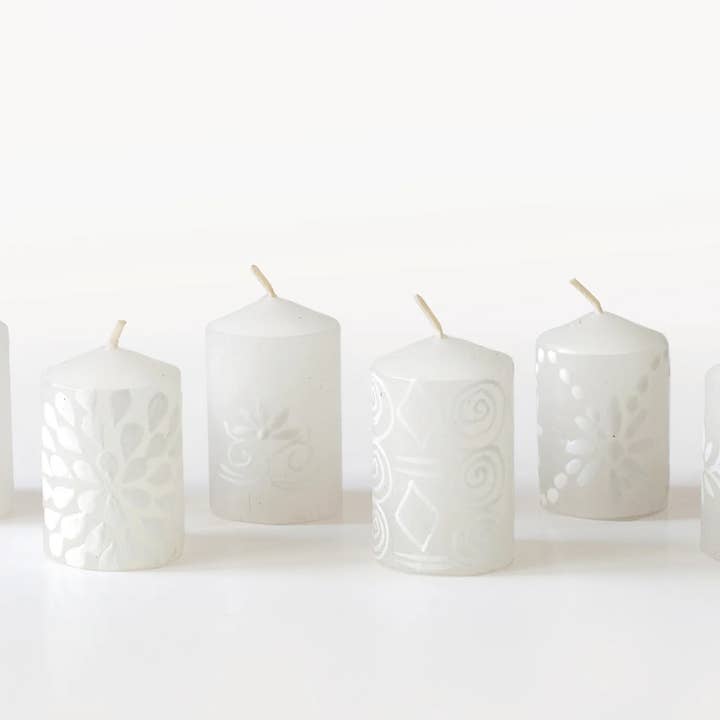 Thumbprint Artifacts - Wholesale Tapered Candle/Candlestick - White on White Candle6