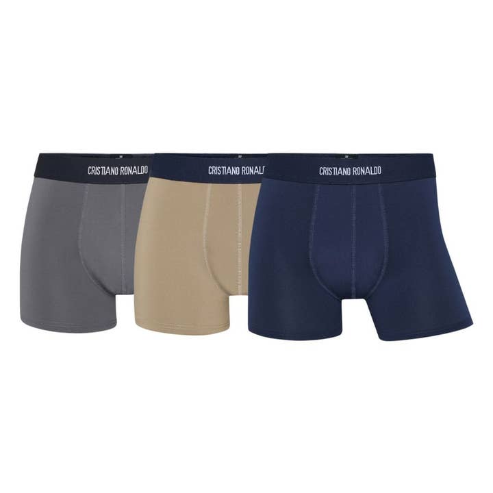Set van 3 boxers CR7 UNDERWEAR Heren – Microvezel | Marine, Grijs en Camel voor wholesale door CR7 Underwear