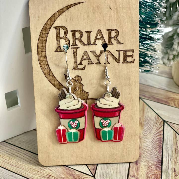 Briar layne - Wholesale Dangle Earrings - Christmas Coffee Latte Mouse Earrings for Baristas5