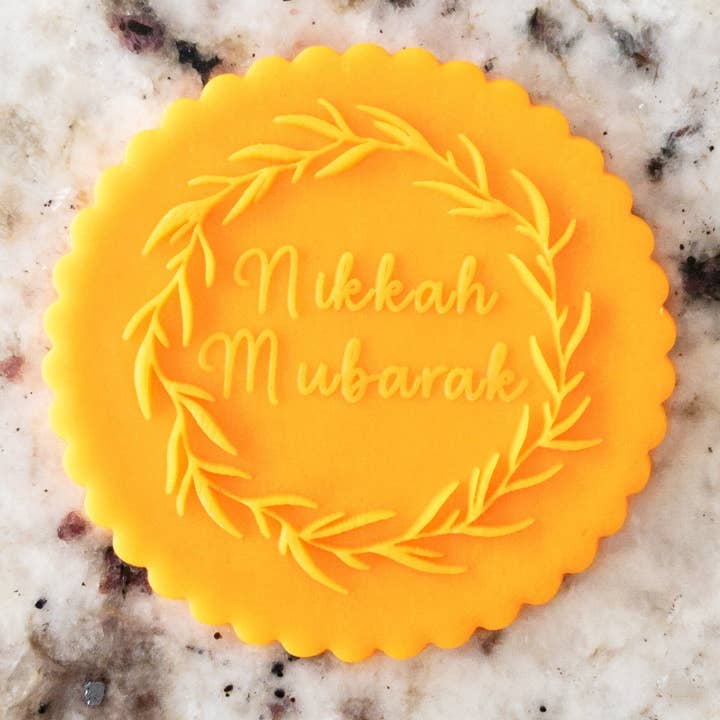 Tampon à embosser Nikkah Mubarak pour biscuits et biscuits pour la vente par Cut Bake Stamp