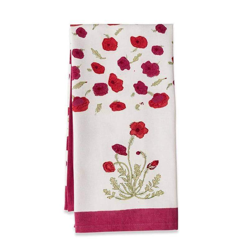 Couleur Nature - Wholesale Tea Towel - Poppies Red/Green Tea Towels - Set of 30