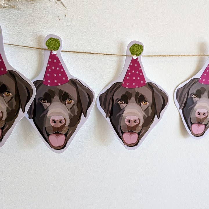 Chocolate Labrador party bunting for wholesale by Sazzlebybell