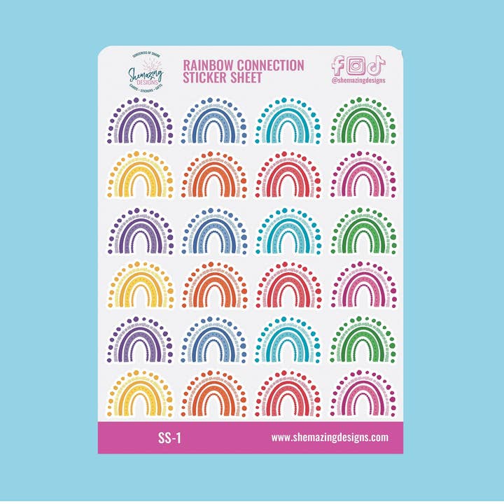 Rainbow Connection Sticker Sheet for wholesale by Shemazing Designs