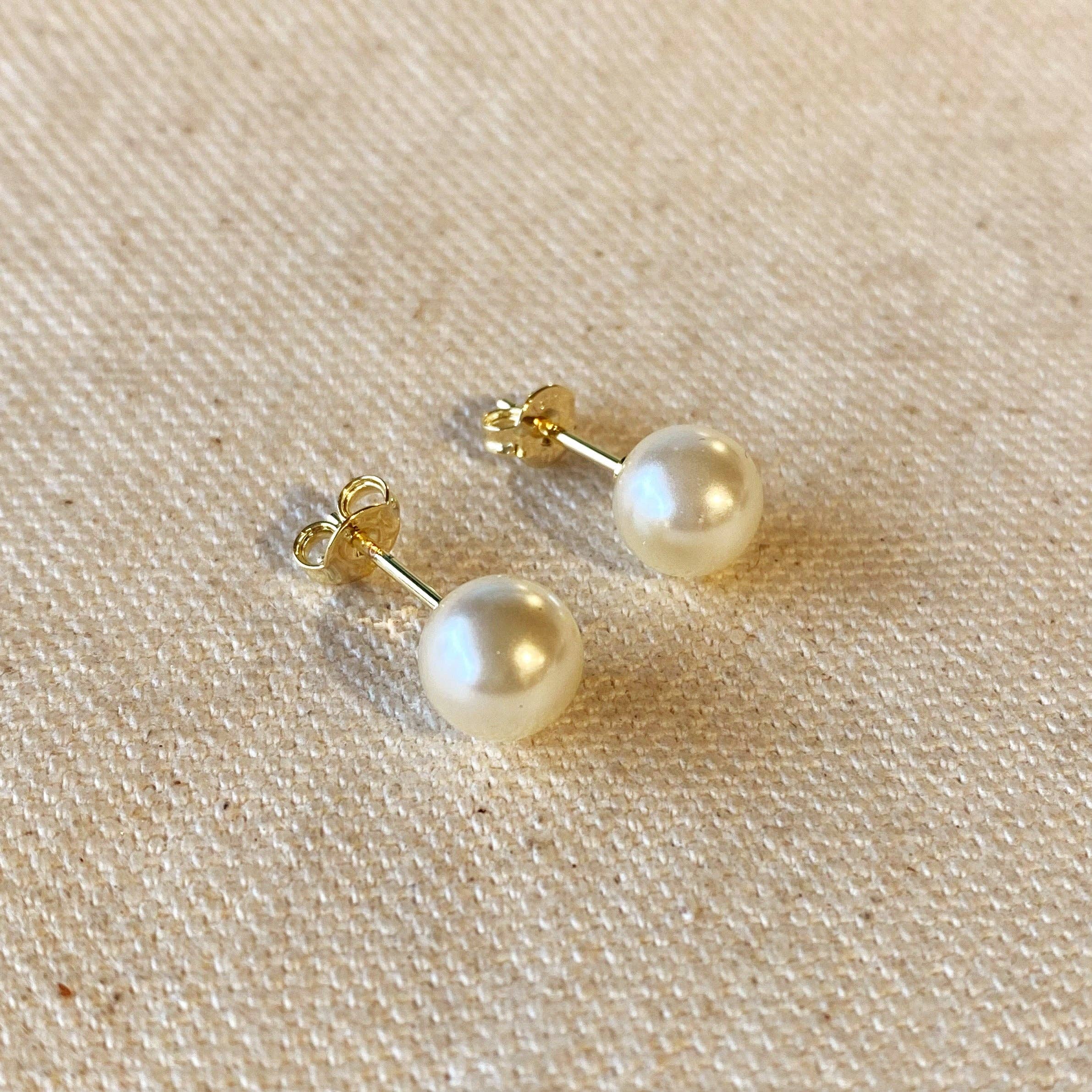 GoldFi - Wholesale Stud/Post Earrings - 18k Gold Filled 8mm Classic Pearl Stud2