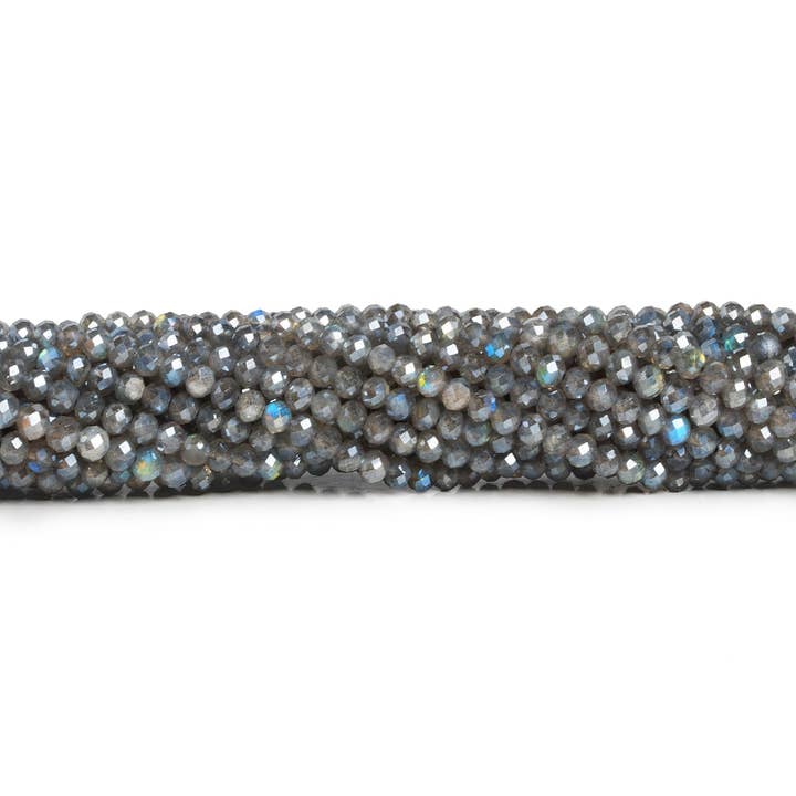 4mm Mystic Labradorite Faceted Rondelles 12 inch 95 beads for wholesale by The Bead Traders