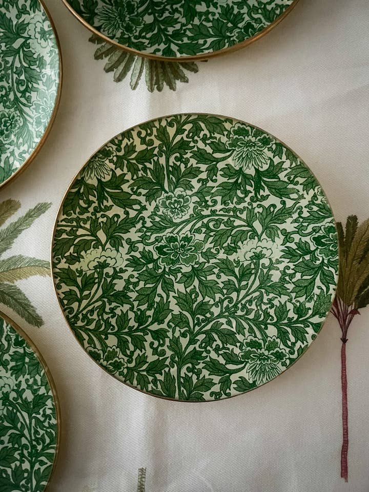 Glass Handmade Plates & Trays - Green Flower Round for wholesale by Biccara