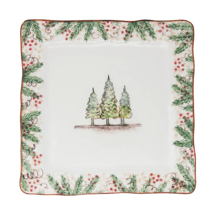 Natale Square Dinner Plate - Christmas for wholesale by Arte Italica & Crown Linen Designs