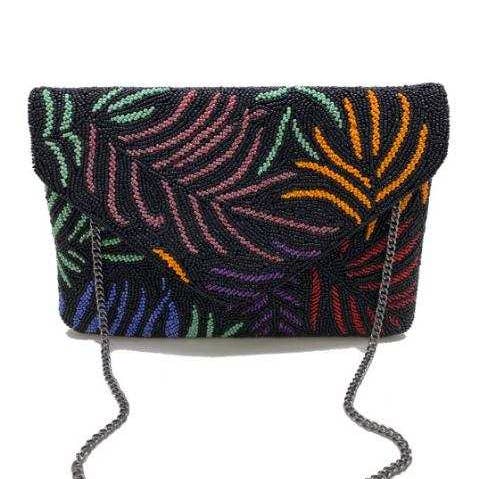 Svart Flerfärgad Leaf Beaded Koppling för wholesale av Pizzazz, Inc.