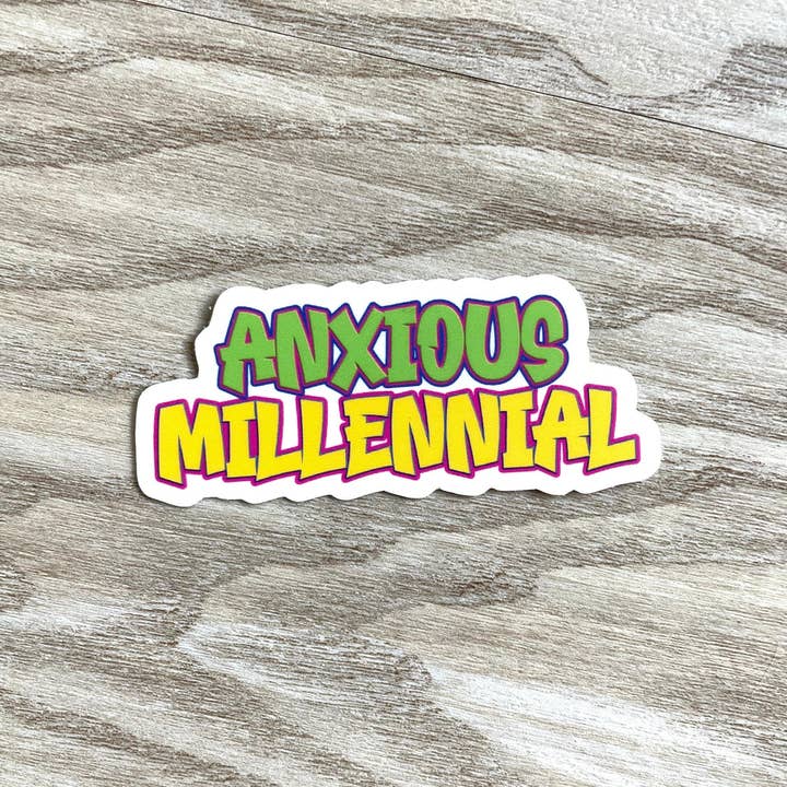 WritingLoveShop - Wholesale Sticker - Anxious Millennial 90s Stickers | Water Bottle Stickers, Funny Laptop Decals | Anxiety Computer Sticker Pack | Funny Bumper Stickers1