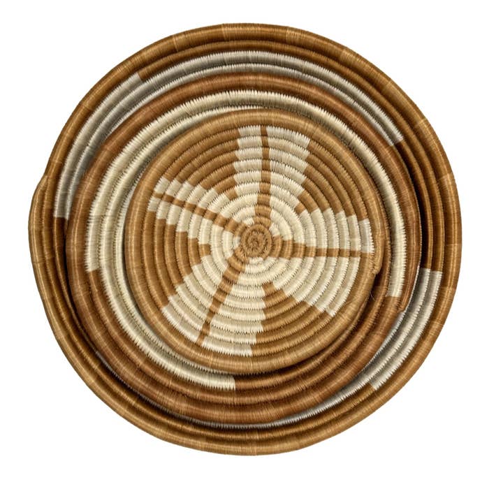 Global Crafts - Wholesale Basket - African Rwanda Baskets Home & Wall Decor-Set/3 Earth Tones, Set of 3