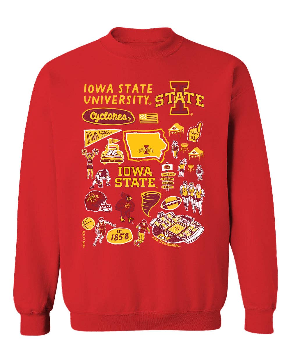 Vive La Fete - Wholesale Graphic Sweatshirt - Women's - Iowa State Cyclones ISU Vive La Fete Impressions Red Cotton Crewneck Sweatshirt for Women0