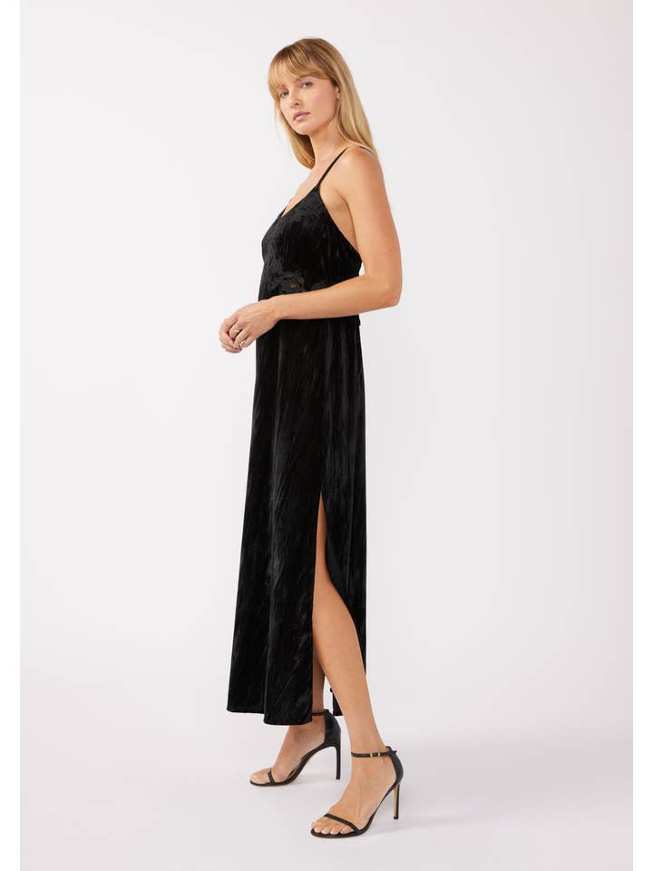 Black Spaghetti Strap Embroidered Maxi Dress for wholesale on Faire