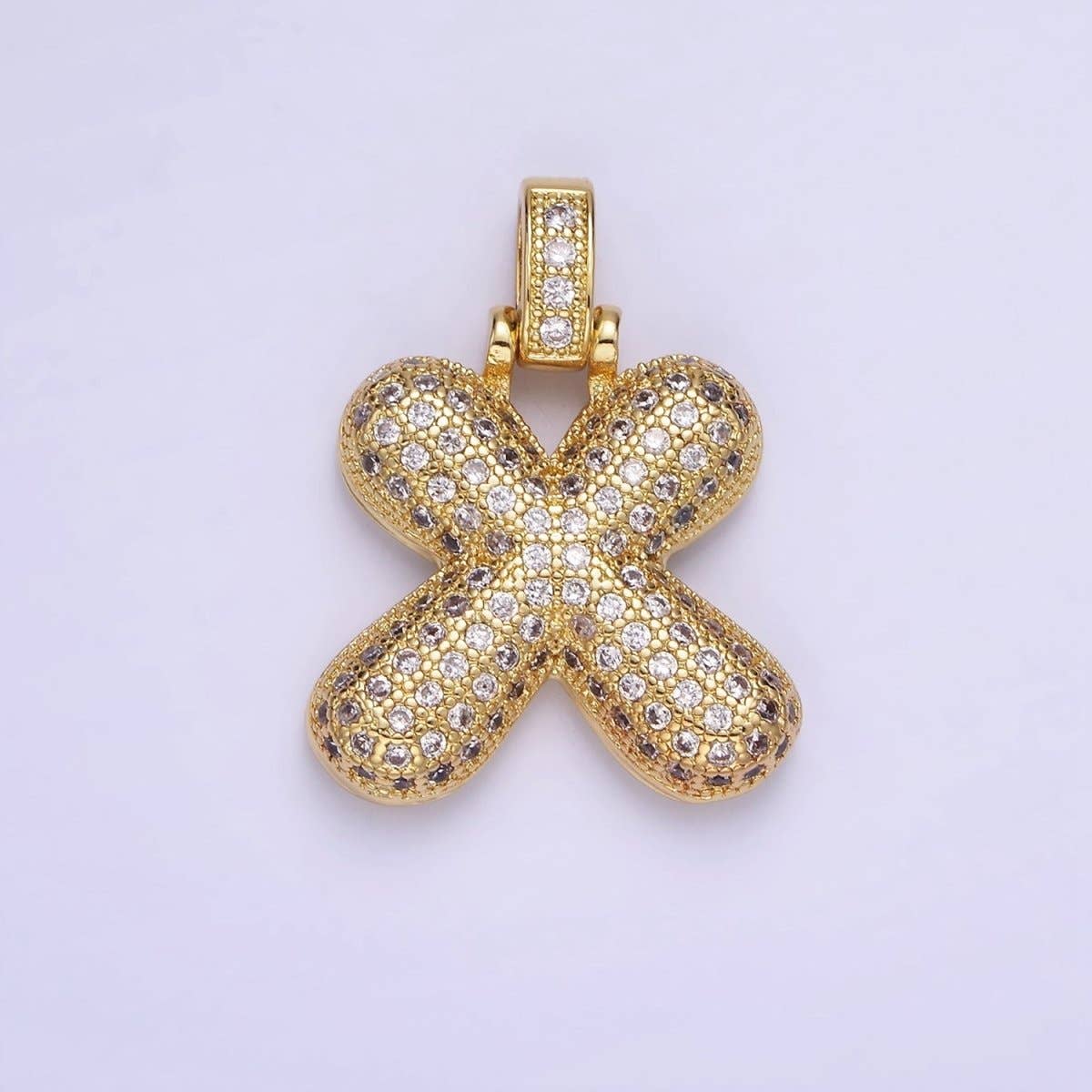 Aim Eternal - Wholesale Individual Charm/Pendant - 14K Gold Filled 20mm Micro Paved Balloon Bubble Initial Letter Pendant | A1197-A120923