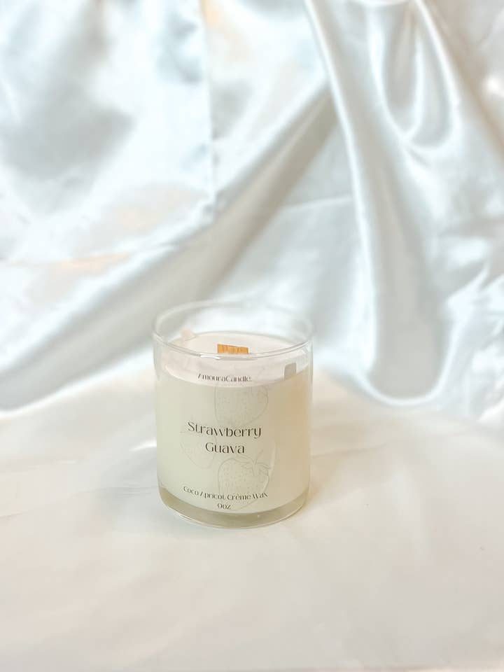 Vela Morango Goiaba 9oz por atacado de Amoura Candle