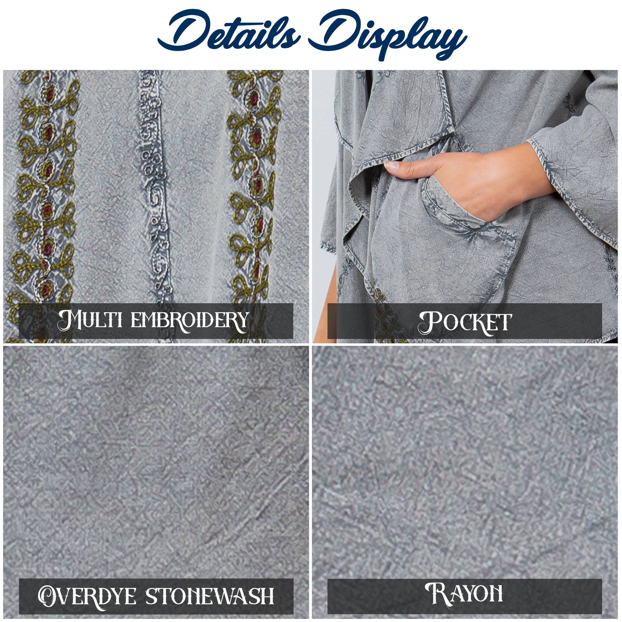 Young Threads - Wholesale Kimono - Women's - Bohemian Elegance: Stonewashed Rayon Kimono16