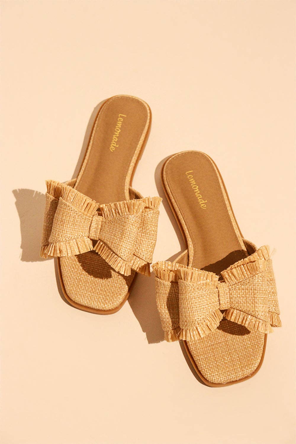 Lemonade Shoes - Wholesale Sandals - Women's - RESORT STAY -  Raffia Bow Sandals, Beach Slide, Summer Flat14