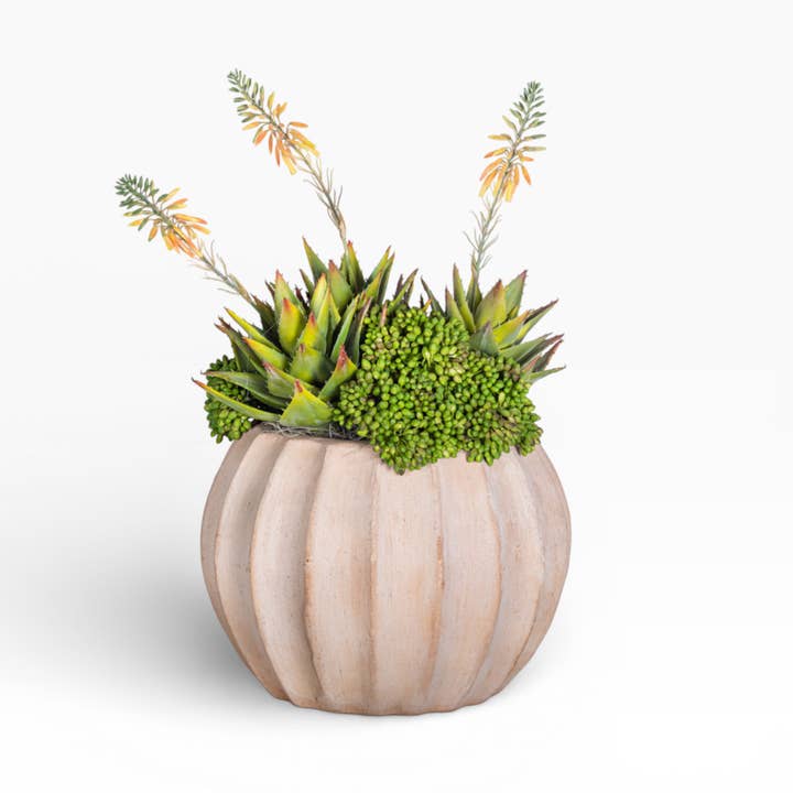 13" Sienna Pot with Mixed Succulent Arrangement AR1484 for wholesale by Replica Plants and Decor