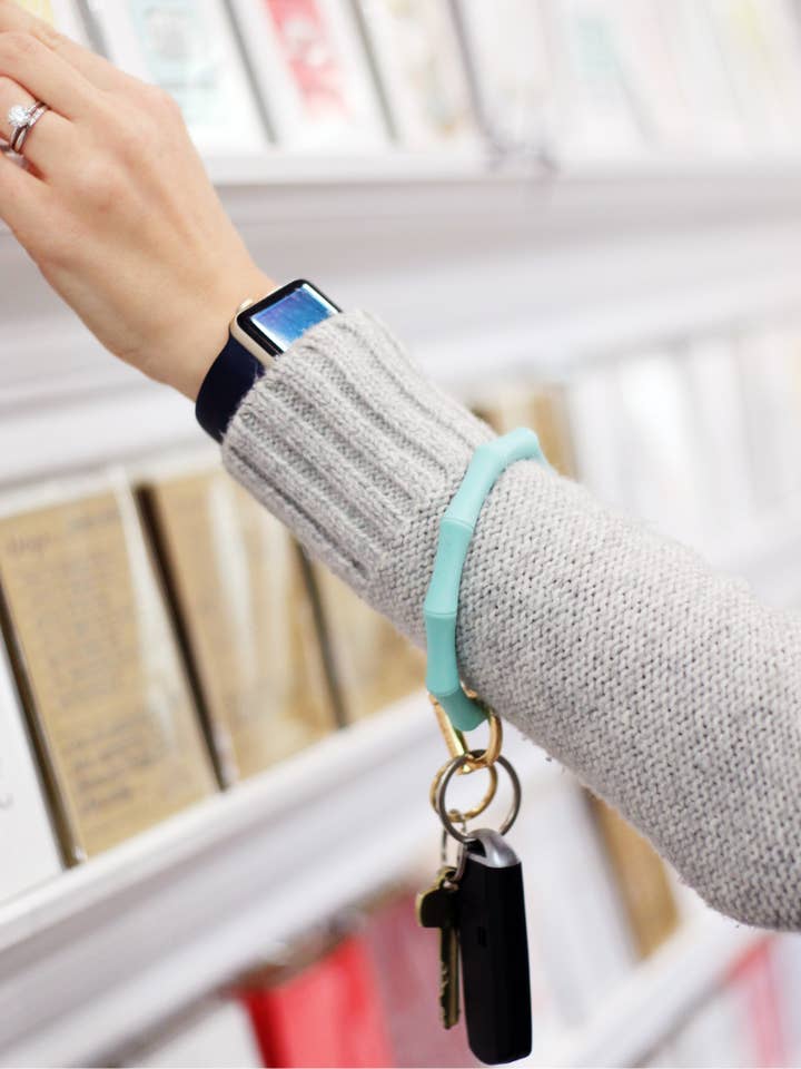 Bamboo Bracelet Key Ring | Wrist-Worn Key Chain & Phone Teth for wholesale by Bangle & Babe