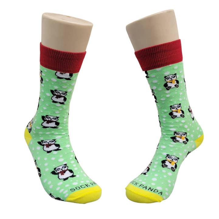 Winter Panda Pattern Socks from the Sock Panda (Adult Small) for wholesale by Sock Panda