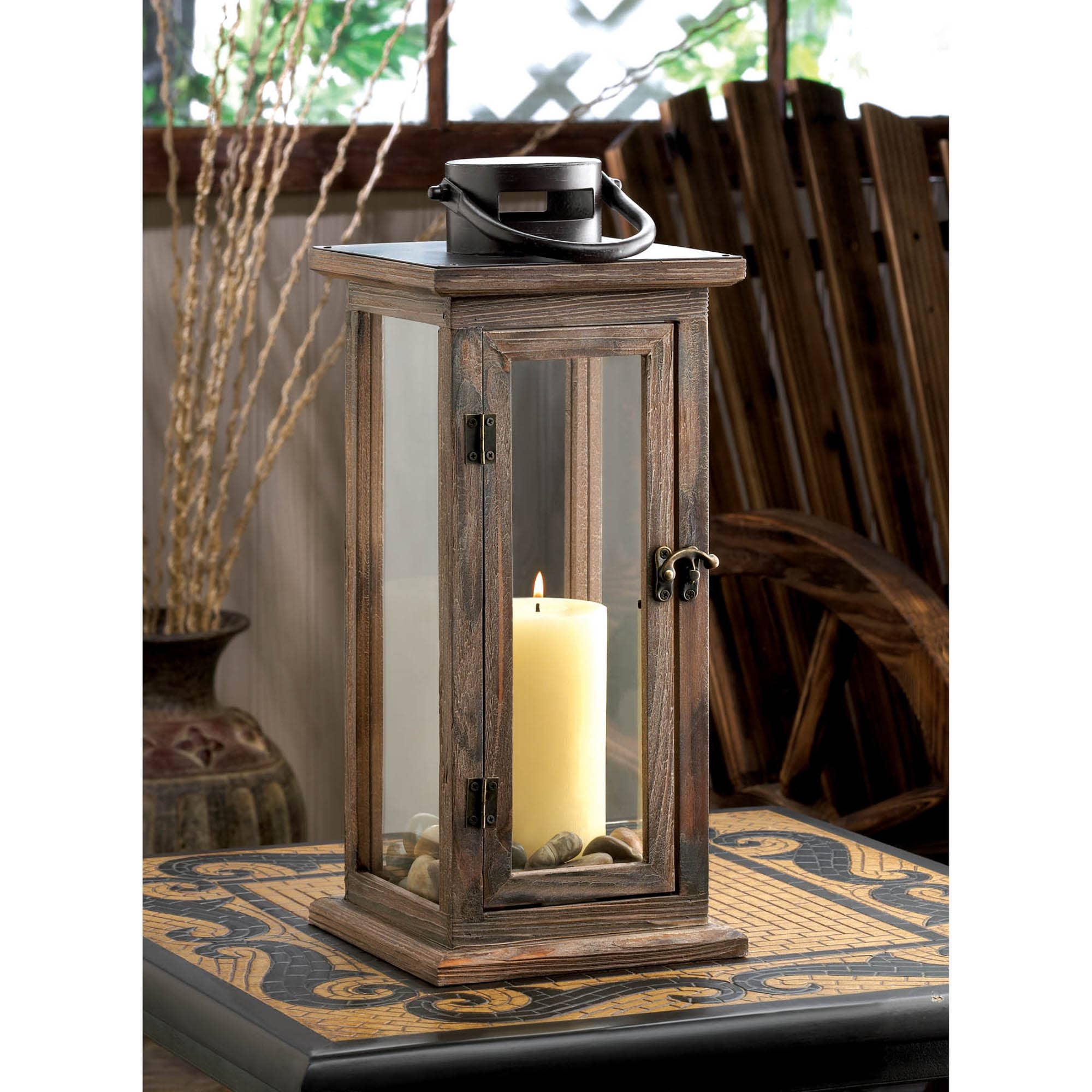 Zingz Home - Wholesale Lantern - Lodge Wooden Lantern1