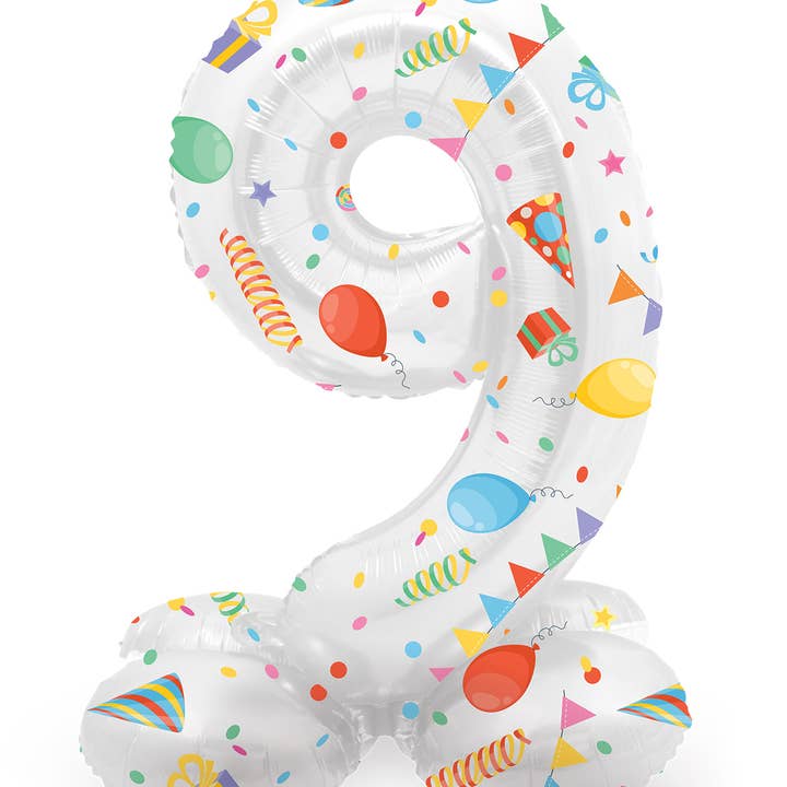 Nummer 9 Party Time Folie Ballon & Base - 72cm for engroshandel hos Folat