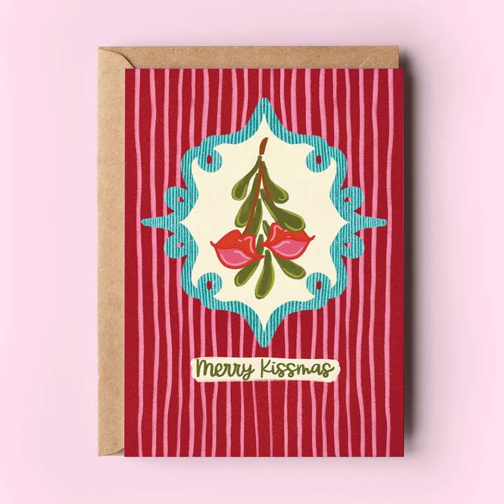 The Shelley Society - Wholesale Season's Greetings Card - Merry Kissmas Mistletoe Lips Kiss Holiday Love Greeting Card0