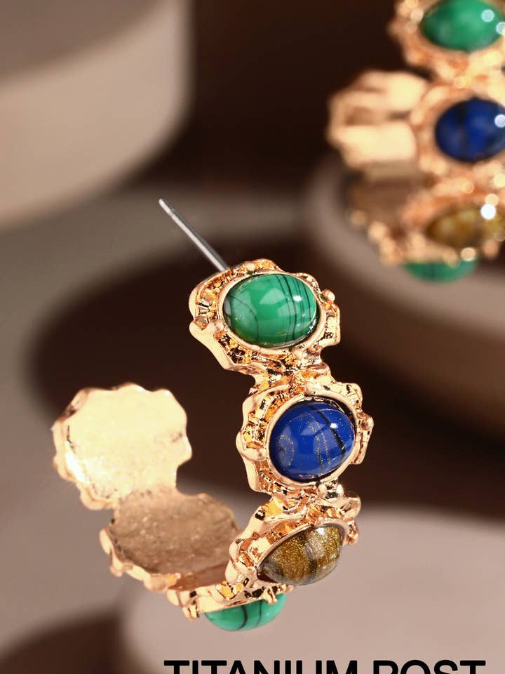 Aros Metálicos Hipoalergénicos com Acentos em Pedra por atacado de Urbanista