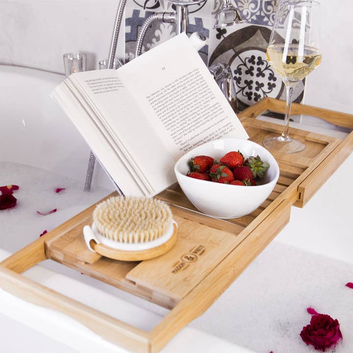 Extendable Bamboo Bath Caddy | M&W for wholesale by Maison & White