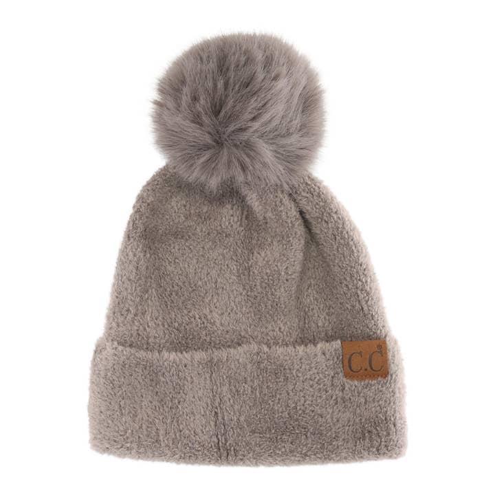 C.C Beanie - Wholesale Beanie - Women's - Plush Chenille Pom C.C Beanie HTC0038