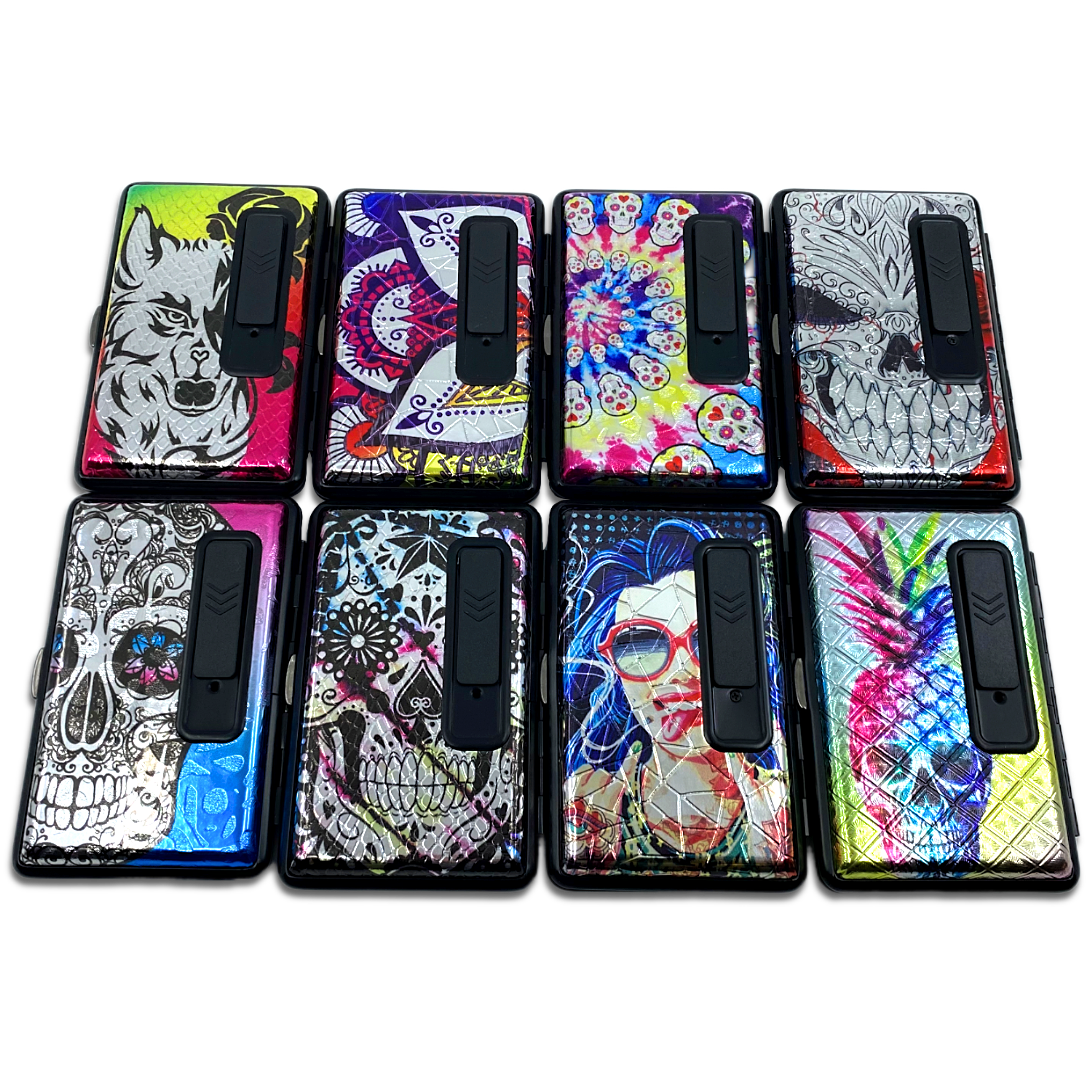 Novelty Closeout - Wholesale Cigarette Case - Smokezilla USB Coil Lighter 100s Case Assortment- 8/Pack1