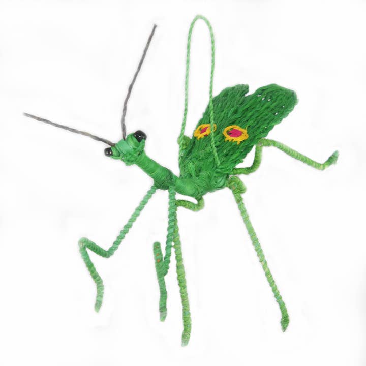 PRAYING MANTIS WOVEN INSECT ORNAMENT - HAND-MADE BY ARTISAN FROM THE PERUVIAN AMAZON for wholesale by Amazon Ecology