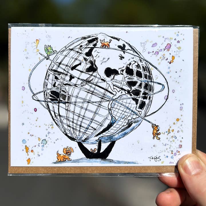 Verdensmessen Explorers-Håndlavede lykønskningskort for engroshandel hos Johnnerdraws