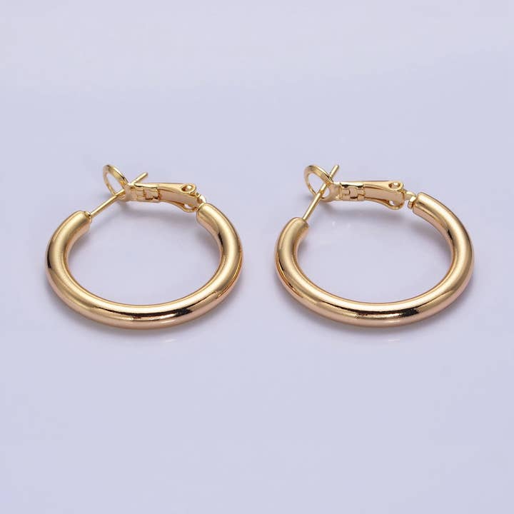 Aim Eternal - Wholesale Hoop Earrings - Silver, Gold 20mm, 25mm Chubby Tube Hinge Hoop Earrings | AB592 AB1552, AB1095 AB1097