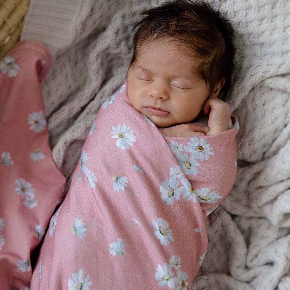 Snuggle Hunny - Wholesale Swaddle Set - Baby - Daisy Baby Jersey Wrap & Topknot Set9