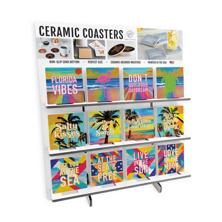 Vierkante keramische kust met een thema Florida 2 | Pop Square Coasters voor wholesale door Love Local