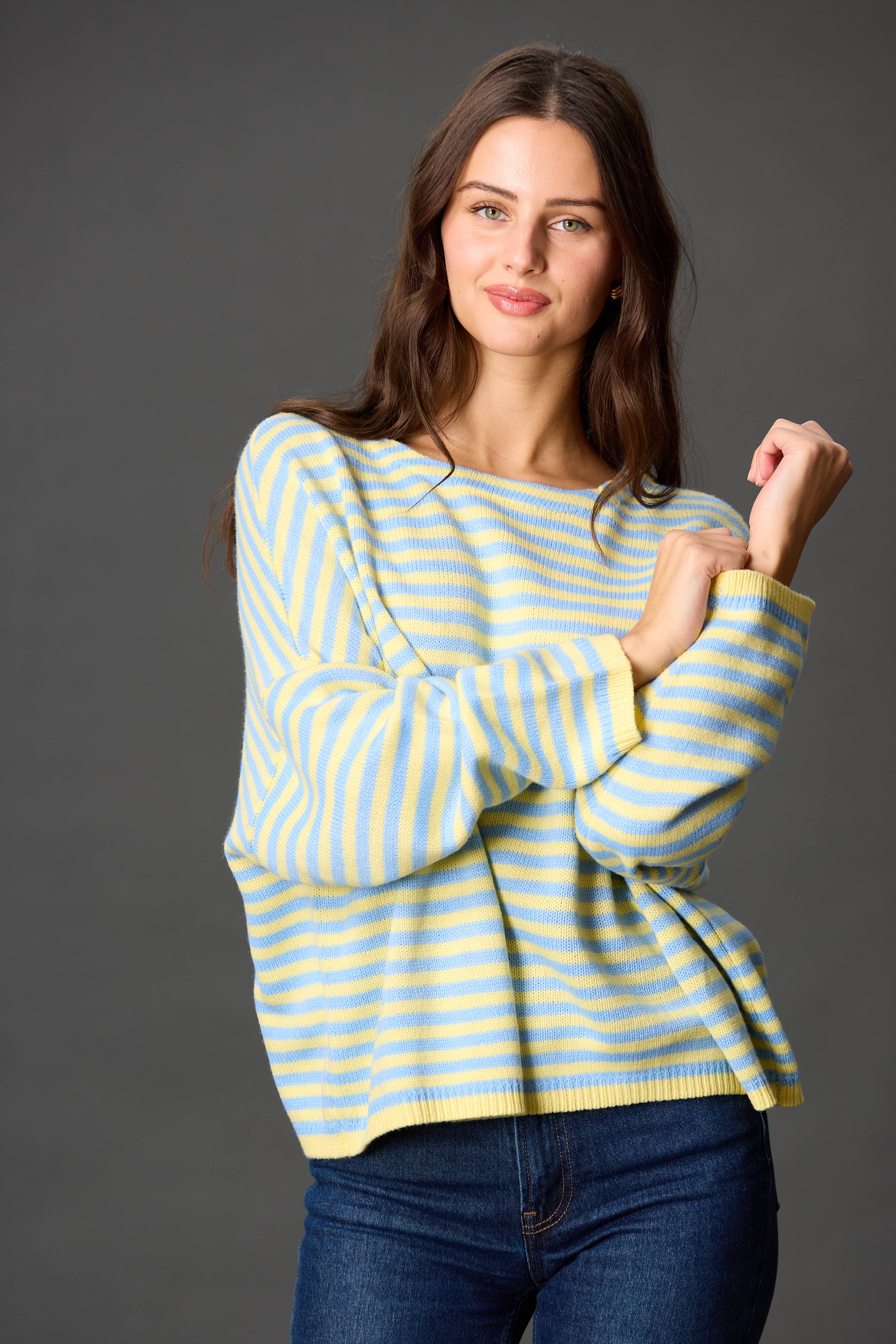 Before You Collection - Wholesale Knit Sweater - Women's - Striped T-Body Sweater35