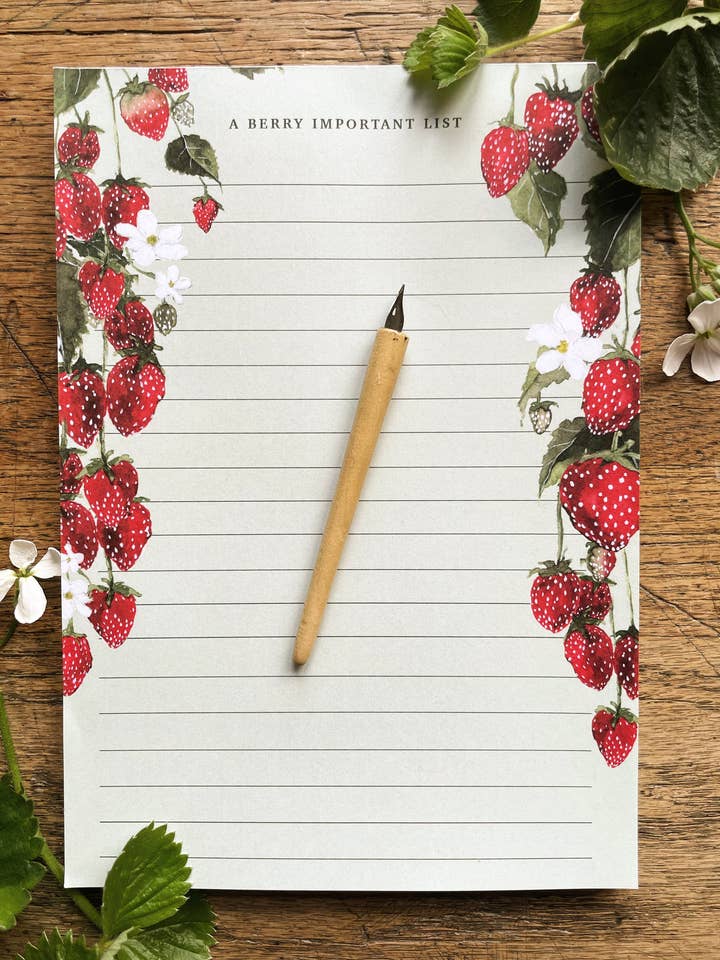 A Berry Important List Notizblock mit Blumenmuster und botanischem Aquarell für den Großhandel von Georgiou Draws