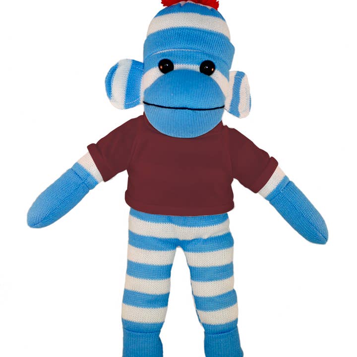 Plushland - Wholesale Stuffed/Plush Toy - Kids & Baby - Blue Sock Monkey Bean Bag animal 10"5