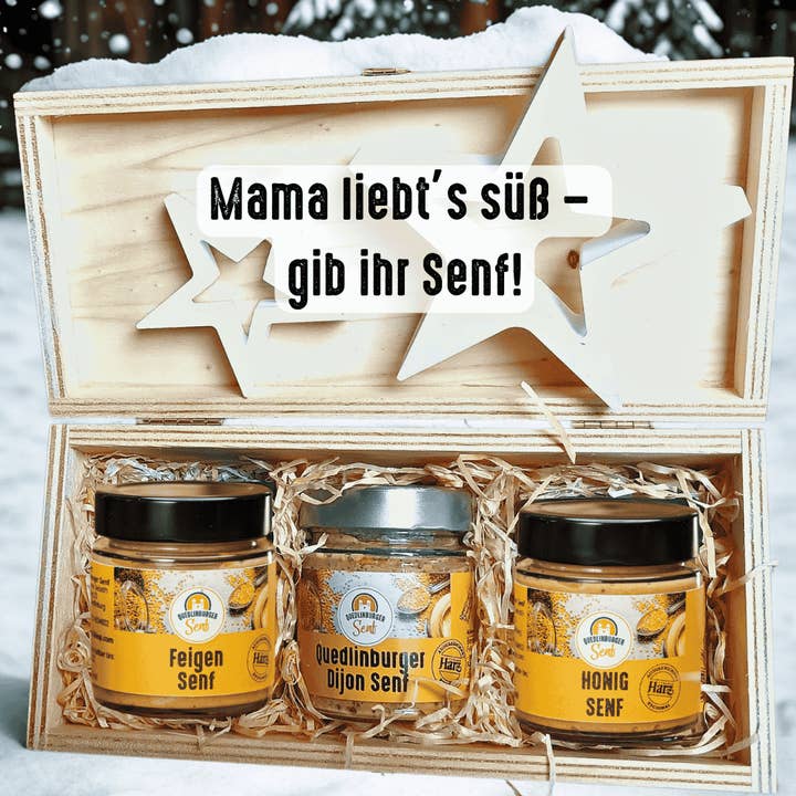 Cofanetto regalo per la mamma – regalo di senape delicata per intenditrici 🎁 per la vendita all'ingrosso da parte di Quedlinburger Senf