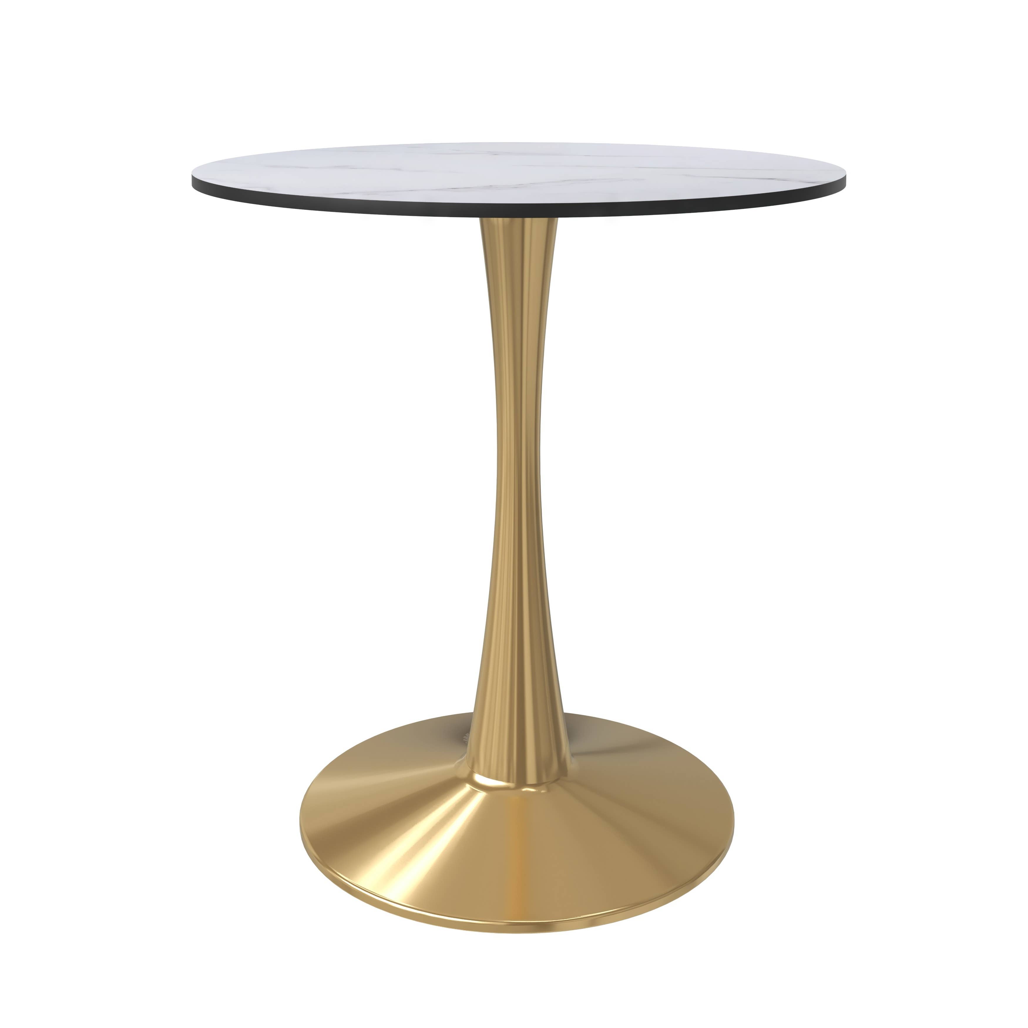LeisureMod - Wholesale Side Table - Bristol Round Dining Table with MDF Wood Top and Gold Base9