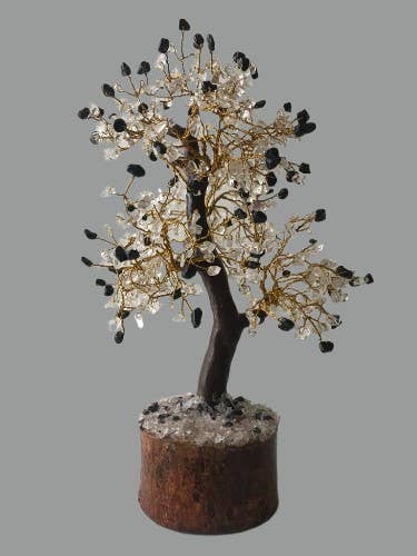 AmazeU – wholesale Decorative tabletop object – Clear Quartz  & Black Tourmaline Gemstone Tree (500 chips) 2