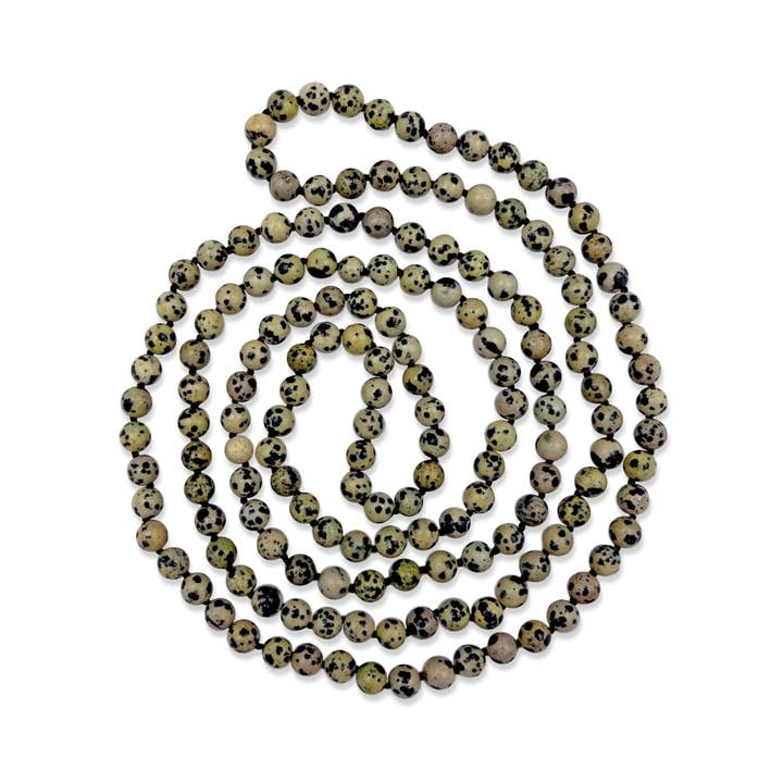 60" 8MM Polished Dalmatian Jasper Infinity Necklace for wholesale by IST Jewelry