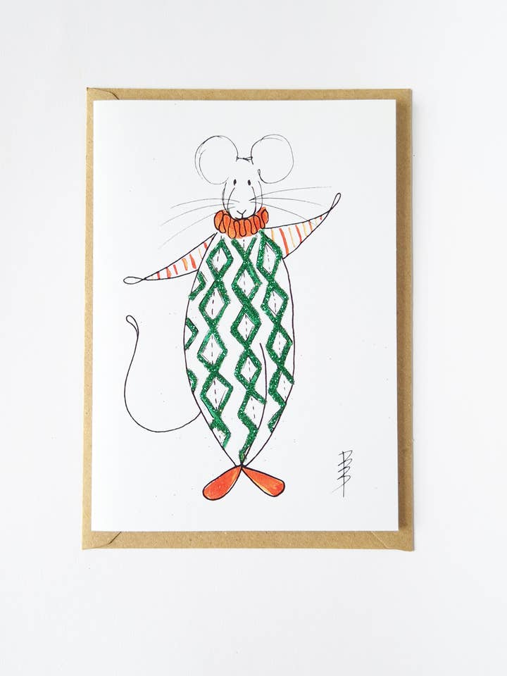 Greeting Card - Diamond - Mouse illustration - Sparkle for wholesale by By Becky Berry