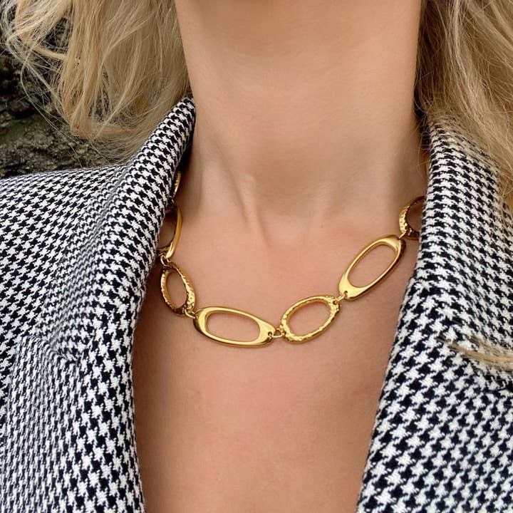 Christina Christi - Wholesale Link & Chain Necklace - Wide Chain Necklace, Gold Chain Necklace, Dainty Necklace