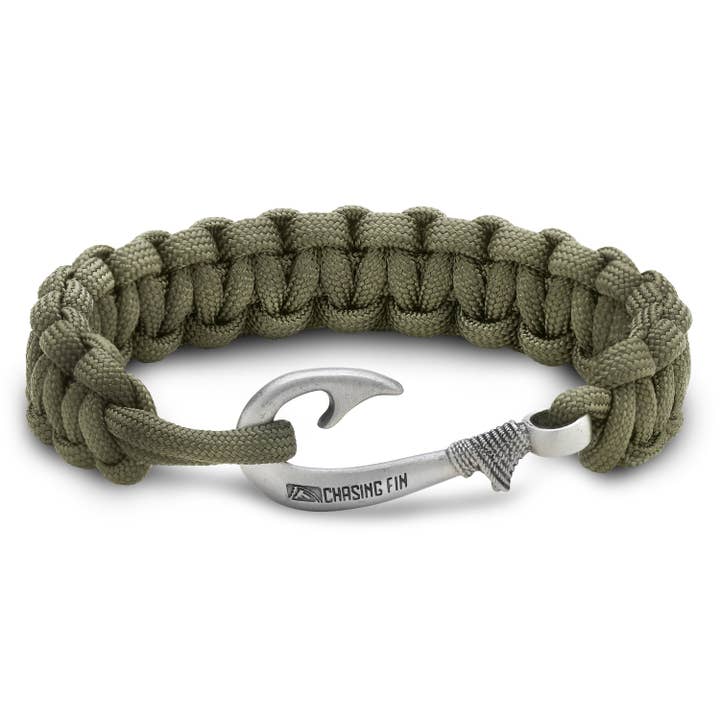 Bracelet Hameçon de Pêche en Tresse Cobra Vert Mousse (Copia) pour la vente par Chasing Fin